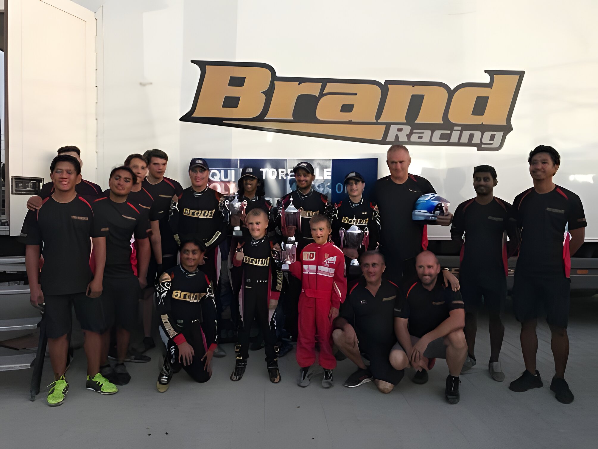 Brand Racing, everyone in, trophies front and centre
